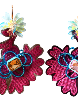 Flowers earrings pink/purple