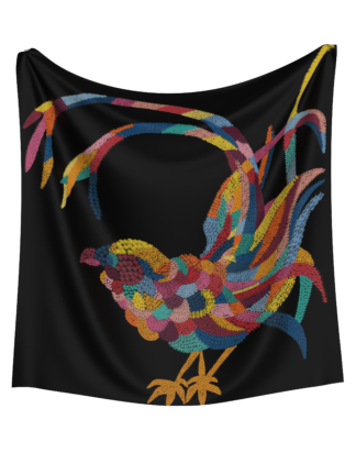 Black bird silk twill scarf