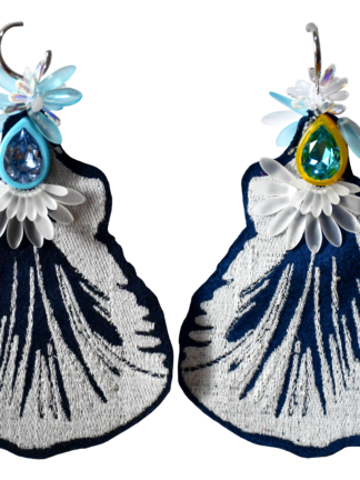 Leaves earrings blue/white