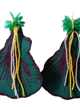 Leaves earrings purple/green