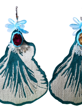 Leaves earrings blue/white
